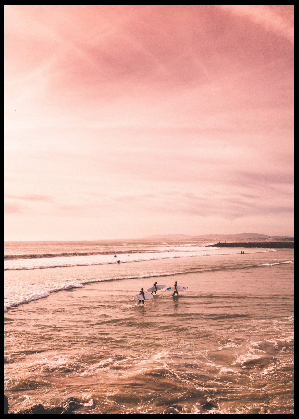 Pink Sunset Surfer-Poster